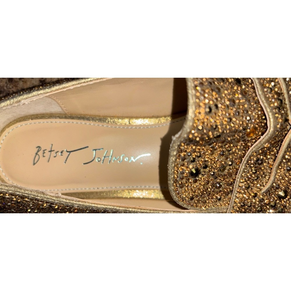 Blue by Betsey Johnson Sz 9M Aron Gold Rhinestone Loafers Flats Glass Crystals - Picture 12 of 13